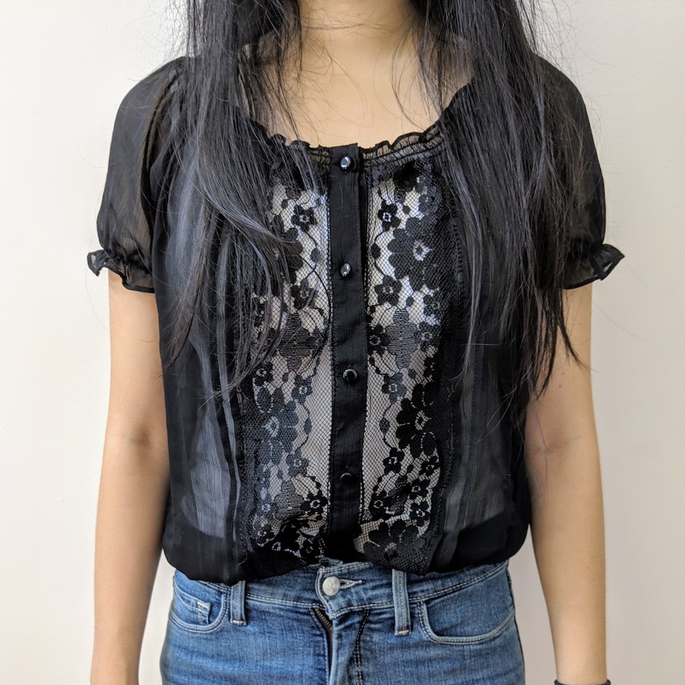 Sheer Black Lace Blouse